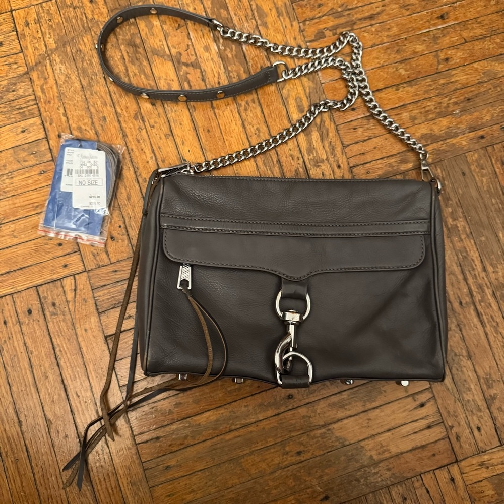 Rebecca Minkoff MAC Grey Leather Clutch or Crossbody Bag